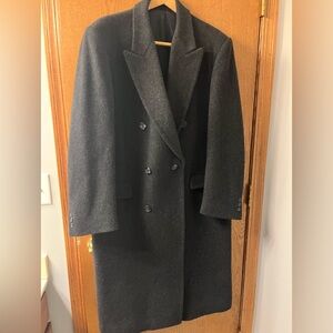 Men's Double-Breasted Black Top Coat